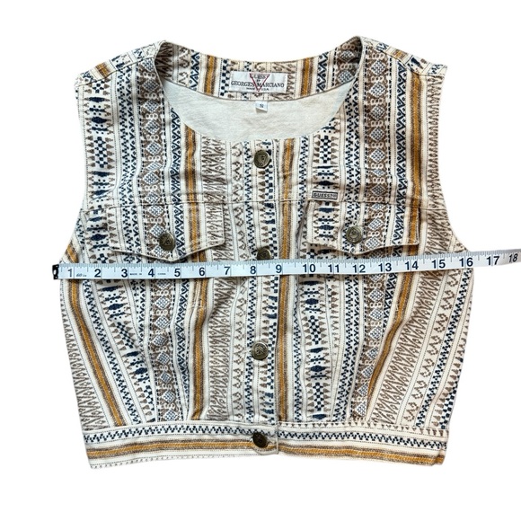 VINTAGE Guess by Georges Marciano Boho Southwestern Denim Vest-Made in USA-Small - Picture 7 of 12